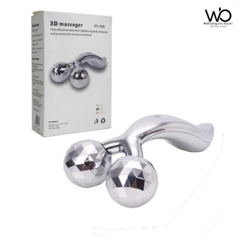 Picture of 3D Roller Face and Body Massager, Manual Y-Shaped Silver 360-Degree Rotating Skin Tightening Tool for Face-Lift, Body Slimming, Wrinkle Removal, Blood Circulation Improvement, and Relaxing Spa Treatment for Home Use and Travel.-Multicolor