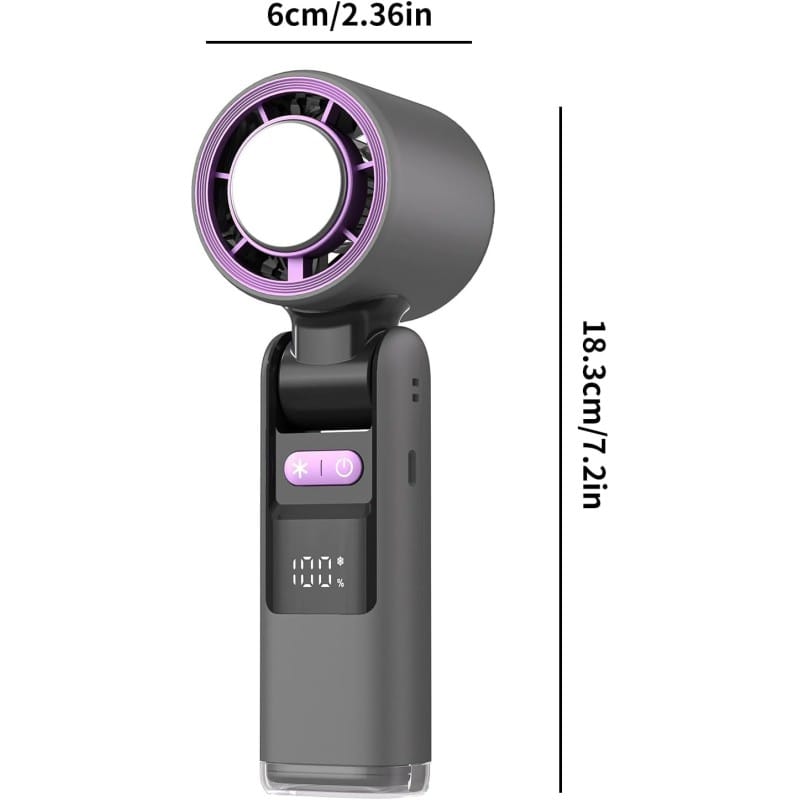 Picture of Handheld Turbo Fan with Ice Cooler, Portable High Speed Mini Fan with LED Display, 100-Speed Adjustable Foldable Cooling Fans for Travel, Office, Camping, Home - Ideal for Women & Men-Multicolor