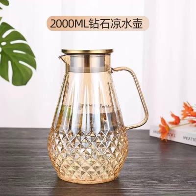 Picture of Borosilicate Glass Teapot with Stainless Steel Lid, Rustic Thick Cold-Hammered Design, Direct Fire Safe Heat-Resistant Glass Kettle and Cold Water Jug, Lightweight 10g Teapot Measuring 20x20 cm-golden-golden