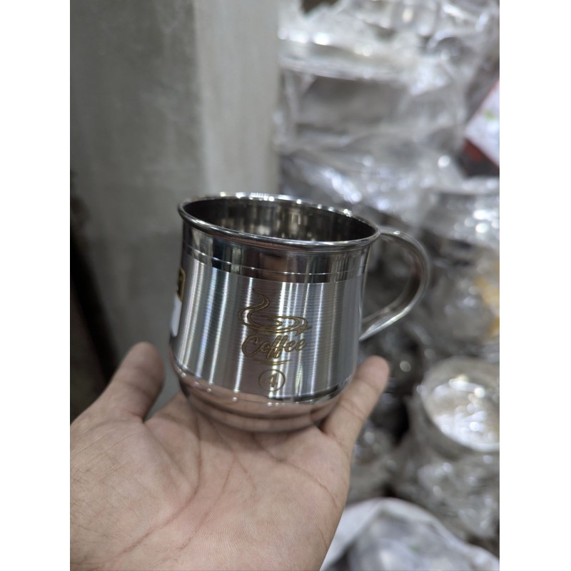Picture of Premium Single Wall Stainless Steel Coffee Mug 350ml Capacity Large Tea Cup Single Piece Mirror Finish High Quality Durable Rust Proof Silver Finish Ideal for Home Office Kitchen Use Stylish-Silver