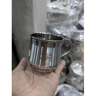 Picture of Premium Single Wall Stainless Steel Coffee Mug 350ml Capacity Large Tea Cup Single Piece Mirror Finish High Quality Durable Rust Proof Silver Finish Ideal for Home Office Kitchen Use Stylish-Silver