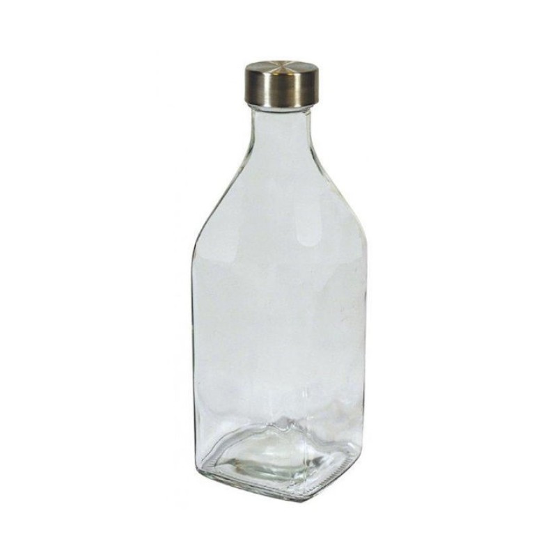 Picture of 1000ml Square Glass Water Bottle | Clear Reusable Beverage Carafe for Juice, Milk & Cold Drinks.-Multicolor
