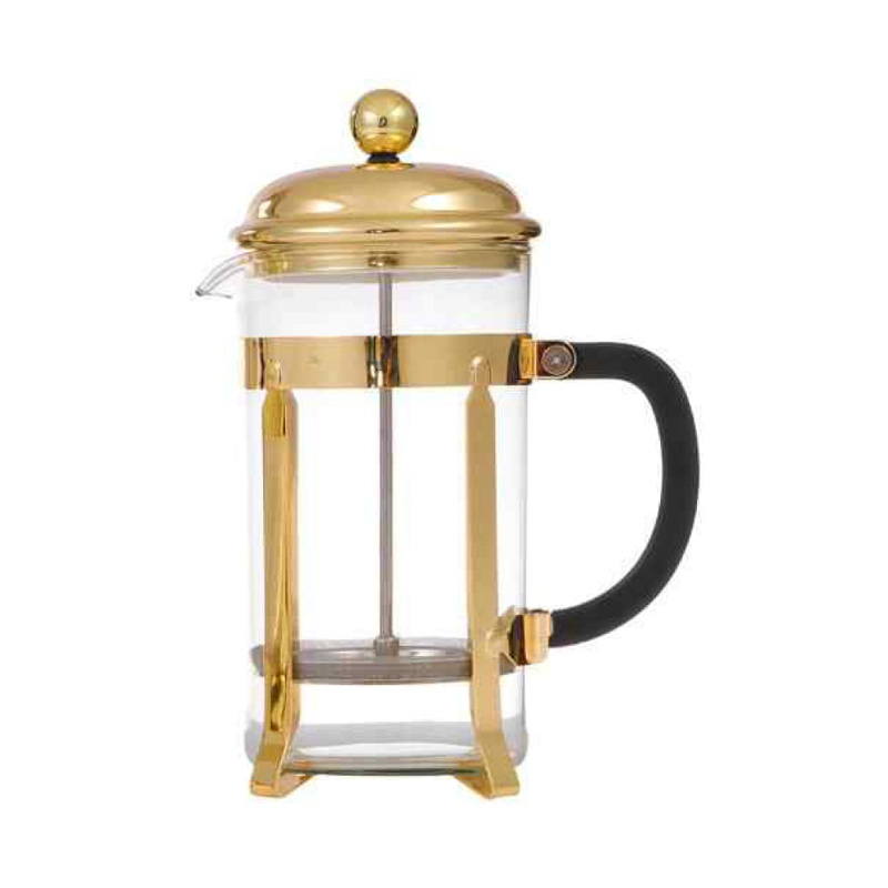 Picture of 350 ml French Press Coffee Maker, Glass Classic Copper Coffee Press, Cold Brew Heat Resistant Thickened Borosilicate Coffee Pot-Multicolor