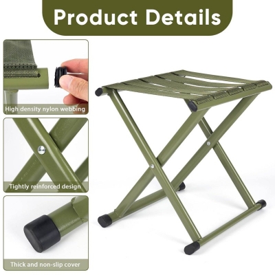 Picture of Heavy Duty 17.8 Inch Folding Camping Stool for Adults Supports 600 lbs Portable Outdoor Slacker Chair with High Density Nylon Webbing Reinforced Steel Frame for Fishing Hiking Gardening and Travel Use.-Multicolor