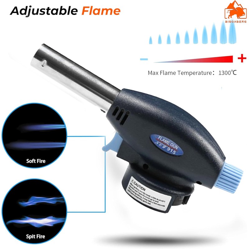 Picture of 1pcs Flamethrower  Butane Burner Auto Ignition Camping Weldin Blow Torch for Creme Brulee, Kitchen, Cooking, BBQ-Multicolor