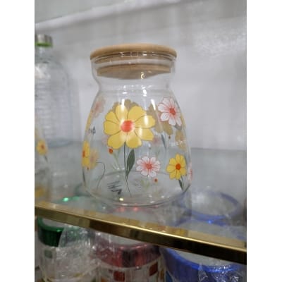 Picture of Premium Wide-Mouth Glass Storage Jar with Airtight Bamboo Lid - Multi-Purpose Borosilicate Glass Canister for Kitchen Organization, Pantry Food Storage, and Aesthetic Home Decor-Multicolor