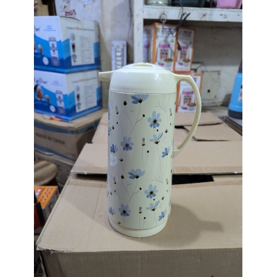 Picture of Elegant 1.8L Stainless Steel Vacuum Flask Featuring Beautiful Floral Pattern and Glass Refill Inner Insulation Available in Silver and Black Colors Perfect for Keeping Coffee and Tea Hot for Many Hours.-Multicolor