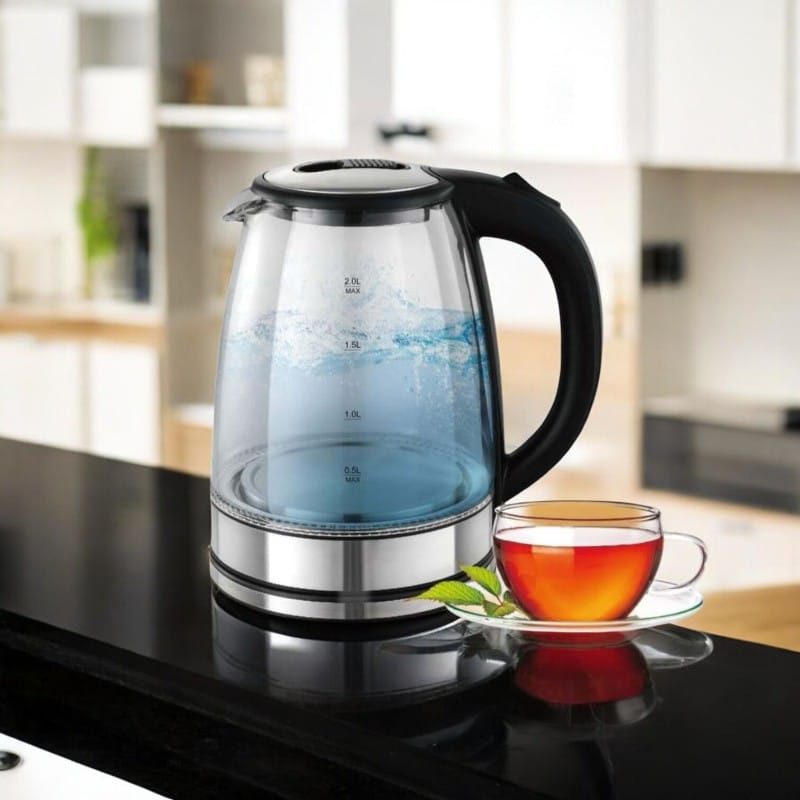 Picture of 1.8L Electric Smart Glass Water Kettle – 1850-2200W, 220V, 50Hz – Durable Glass Tea Maker, Fast Boil, Modern Design, Multiple Color Options, Ideal Home Appliance for Tea, Coffee, and Hot Water (1 Pc)-Multicolor