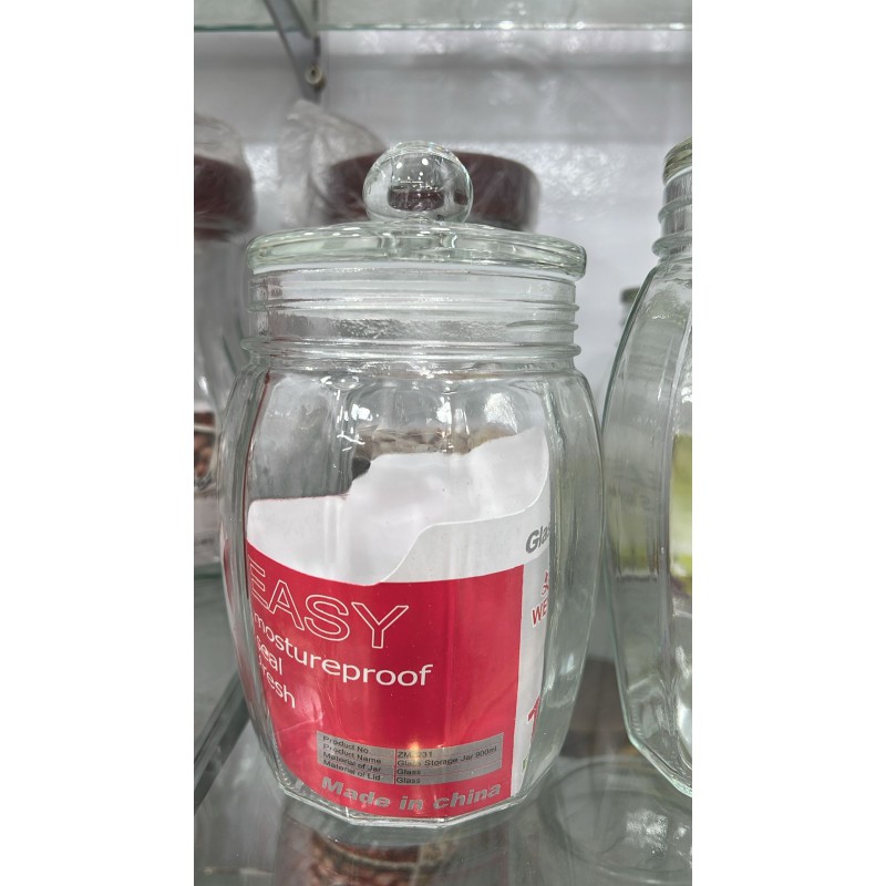 Picture of 900ml Clear Glass Storage Jar with Airtight Lid for Kitchen Pantry Organization | Food-Grade, Lead-Free, Reusable Container for Dry Goods, Spices, and Snacks | Durable & Eco-Friendly Kitchen Canister Solution.-Multicolor