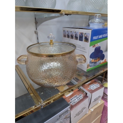 Picture of Premium Amber Borosilicate Glass Cooking Pot with Lid, Heat-Resistant Stovetop Saucepan, Versatile Clear Cookware for Soups, Noodles, Milk, & Baby Food, Non-Toxic & Easy-to-Clean Kitchen Essential-Multicolor