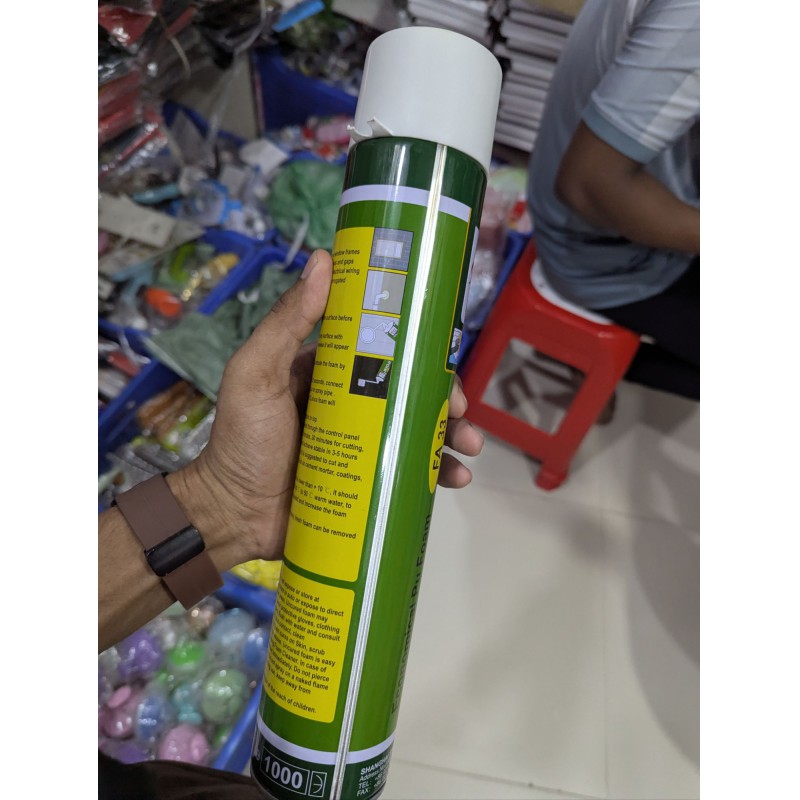 Picture of Shuode PU Foam FA33 Polyurethane Expanding Spray 750ml High Quality Economical Multi-Purpose Sealant for Gaps Filling and Insulation Projects in Bangladesh for Doors Windows Frames Construction and Home Repairing Maintenance Works.-Multicolor