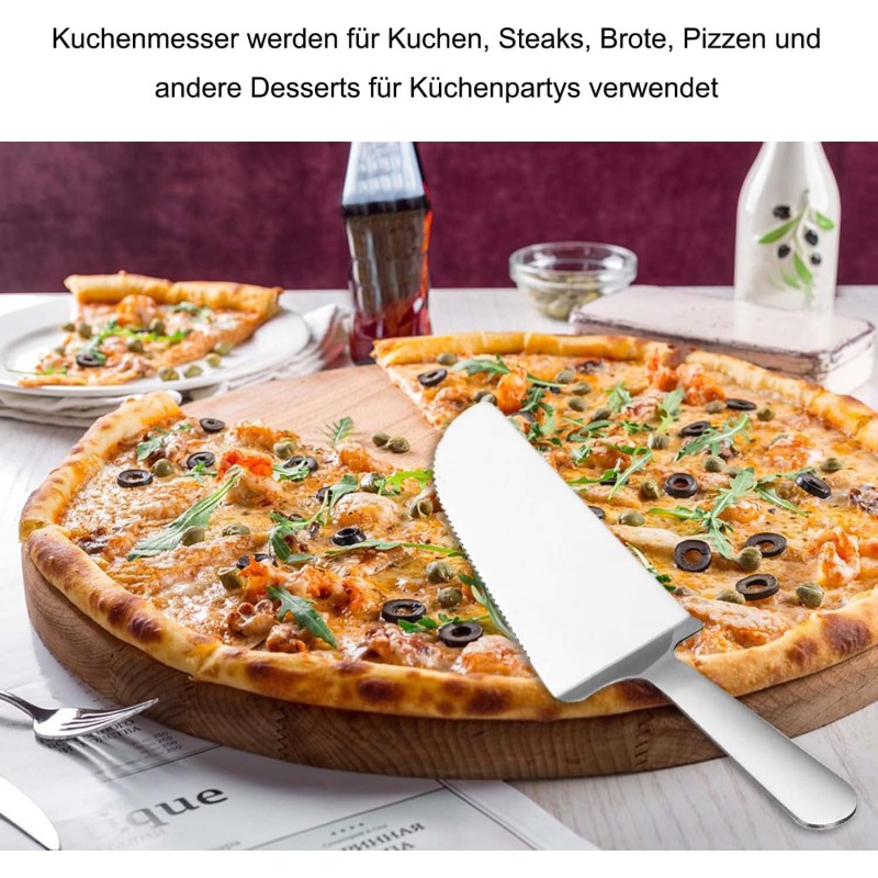 Picture of Stainless Steel Cake Server,  Serrated Edge, for Cakes, Steaks, Breads, Pizzas, 1 pcs silver color-Silver