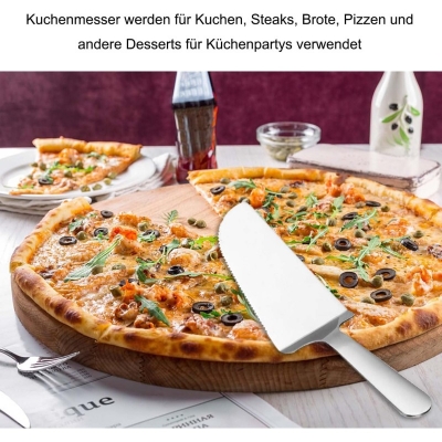 Picture of Stainless Steel Cake Server,  Serrated Edge, for Cakes, Steaks, Breads, Pizzas, 1 pcs silver color-Silver