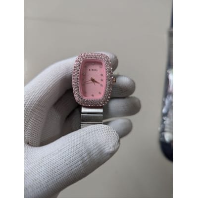Picture of Luxury Women's Quartz Watch with Pink Dial and Silver Stainless Steel Band Featuring a Sparkling Rhinestone Bezel for Elegant Style and Precise Timekeeping Perfect for Any Special Occasion or Daily Wear.-Multicolor