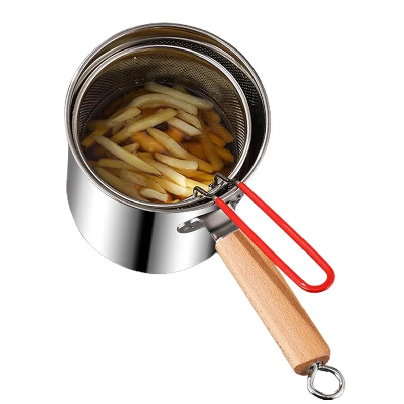 Picture of 2 in 1 deep frying pot for Kitchenware - Deep Fryer, Portable Stock Pot | Multipurpose Cooking Pot, Multifunctional Frying Pan with Strainer Basket, Deep Fryer Set, Drip Drainer-Multicolor