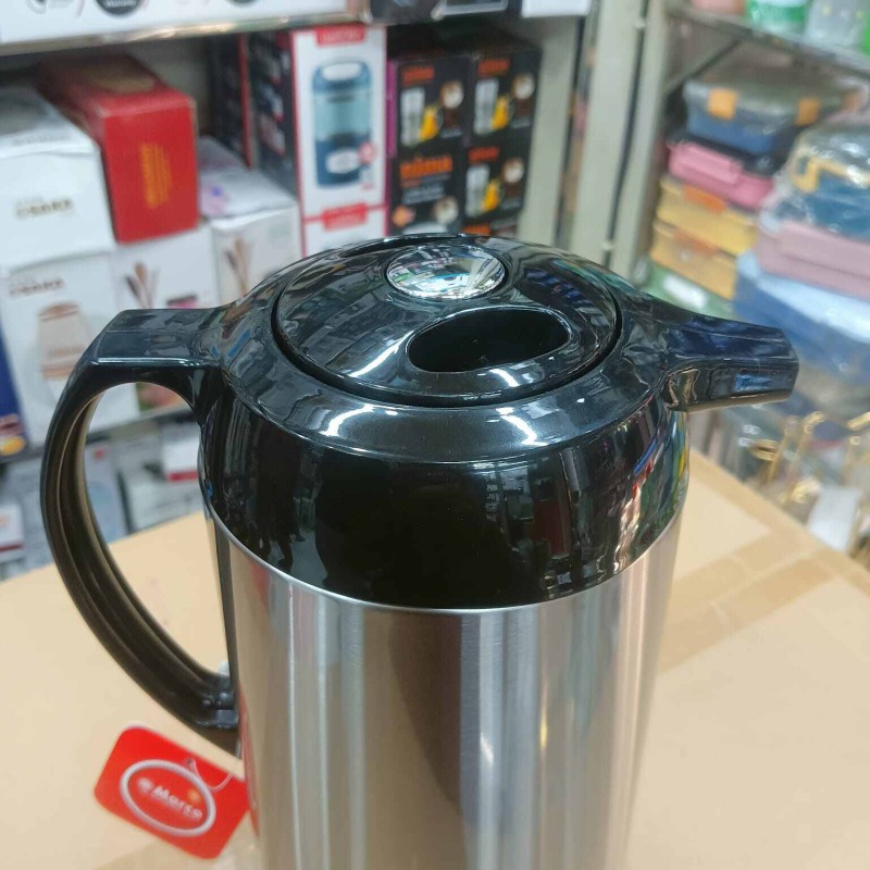 Picture of Regal 1L Flask - Double Wall Insulation, Leak-Proof Design, Stylish Silver Body, Glass Refill for Purity, Eco-Friendly Materials, Keeps Hot/Cold Drinks for 12-24 Hours, Convenient Plastic Handle-Multicolor