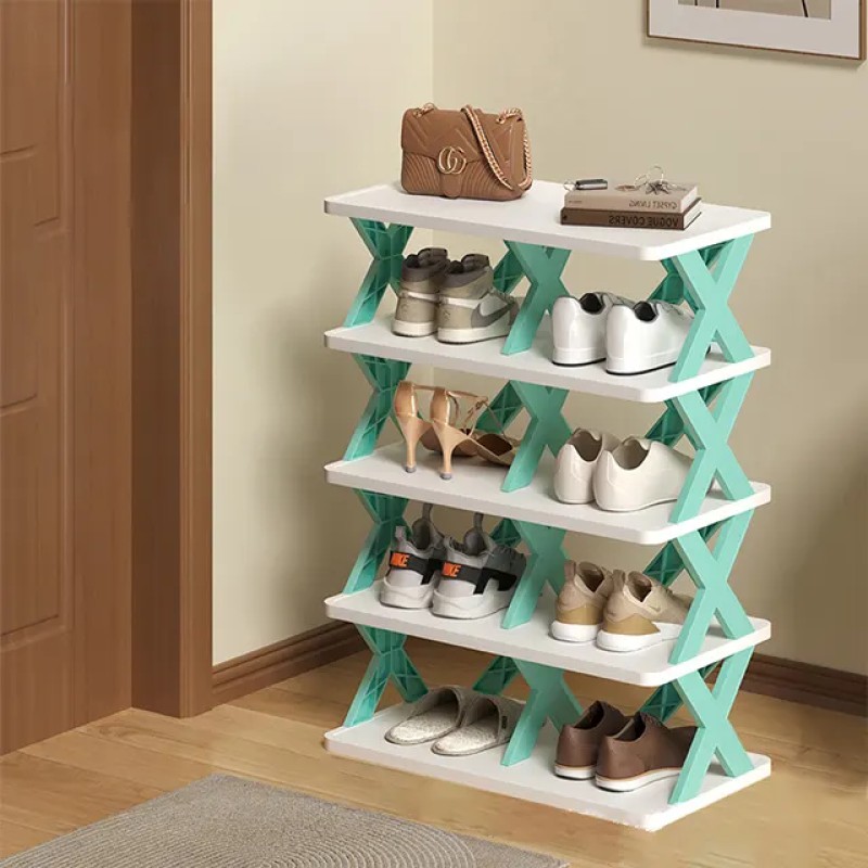 Picture of Double Sided 5 Layer Shoe Rack 5 layer 10 compartment big size shoe rack multiple color-Multicolor