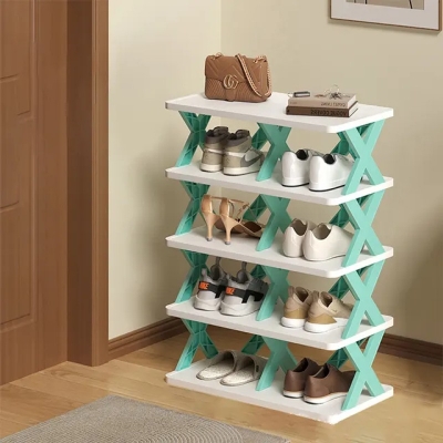 Picture of Double Sided 5 Layer Shoe Rack 5 layer 10 compartment big size shoe rack multiple color-Multicolor