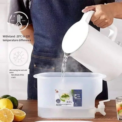 Picture of 3.5L Large Capacity Cold Water Pitcher Cold Kettle with Faucet In Refrigerator Iced-White