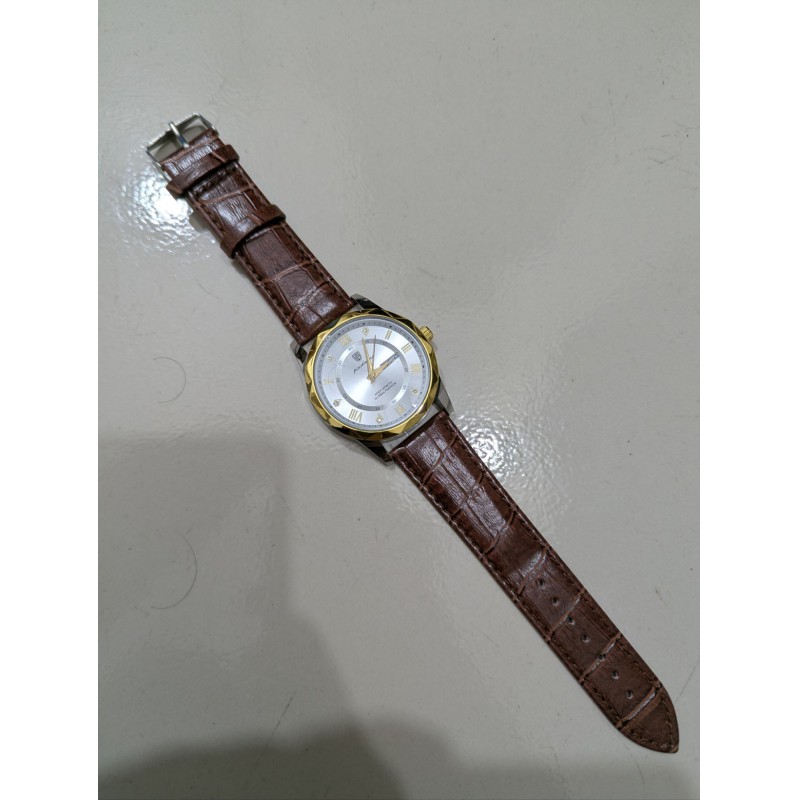 Picture of Luxury Men’s Quartz Watch with Genuine Brown Leather Strap Black Dial Analog Display Water Resistant Business Casual Wristwatch for Gents High Quality Fashion Timepiece Perfect Gift for Men Online Shopping.-Multicolor