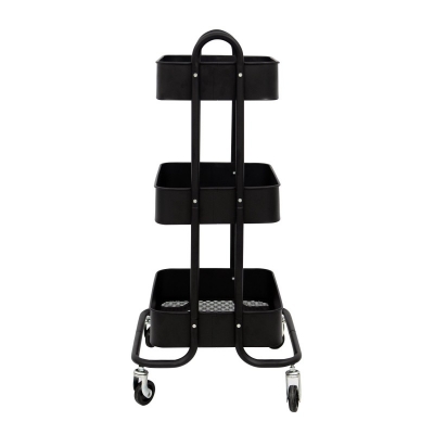 Picture of Heavy Duty Rubbermaid Mobile Storage Organizer 3-Tier Metal Mesh Rolling Utility Trolley Cart With Handle for Kitchen & Bathroom, Black-Black