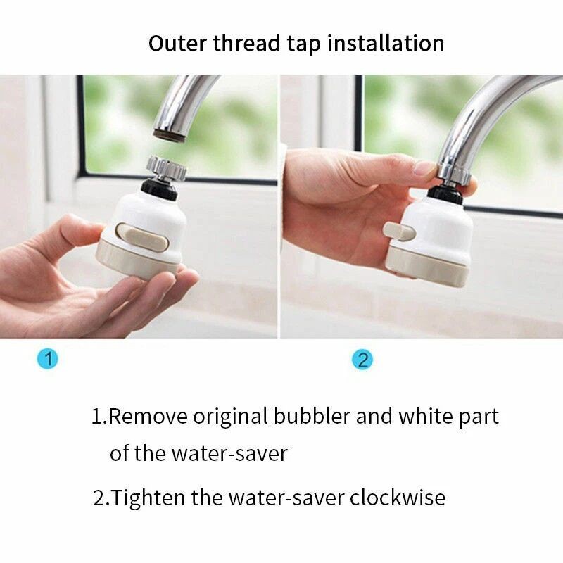 Picture of Moveable 360° Rotatable Kitchen Faucet Tap Head Sprayer – Water Saving, Dual Mode Filter Nozzle, Stainless Steel Design, Splash-Proof Extension for Easy Dishwashing and Sink Cleaning, Durable ABS Home Accessory-white