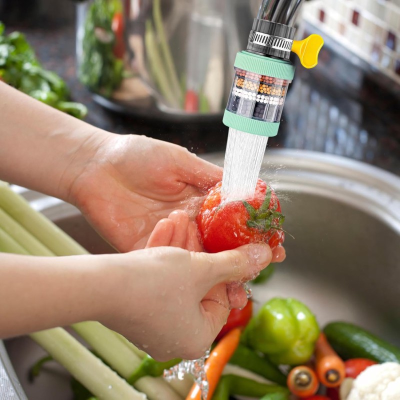 Picture of Tap Filter Pack of 1 Multilayer Faucet Filter with 4 Layer Activated Carbon Water Purifier Kitchen Sink Bathroom Tap Sprinkler Nozzle Cleanable Plastic Random Color Durable 1pcs-Multicolor