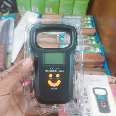 Picture of Portable Mini Electronic Digital LCD 50kg Weight Scale with Backlight for Luggage Travel and Kitchen Use features a Durable Stainless Steel Hook for Accurate Measurement and Lightweight Compact Design for easy Carrying.-Black