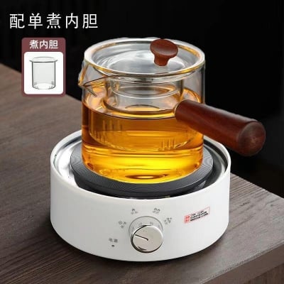 Picture of Electric Mini Stove, Electric Hot Plate Far Infrared Heating 360 Degree Vertical Heating Even Heating Round Body Fast for Coffee (White) 220V 710w-Multicolor