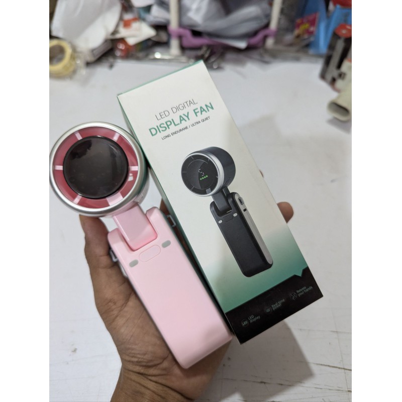 Picture of Portable Handheld Turbo Fan 13,000 RPM High Speed Brushless Motor Rechargeable Personal Fan with Long Lasting Battery LED Digital Display 180 Degree Foldable Design USB-C Fast Charging Pocket Mini Fan.-Multicolor