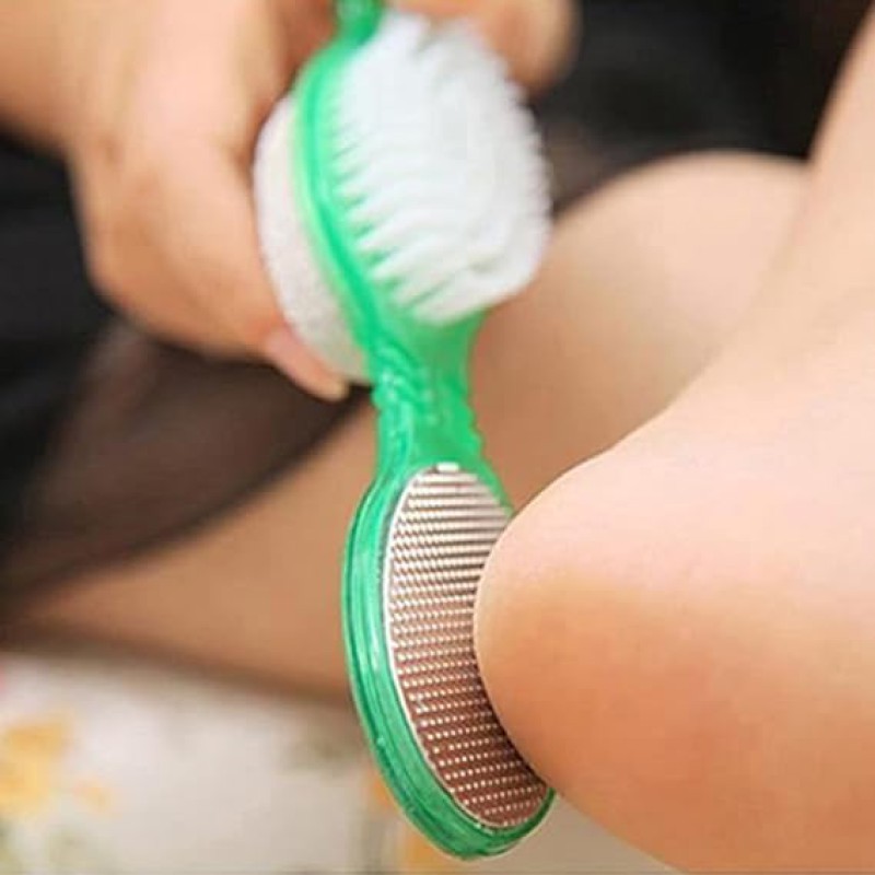 Picture of 4 In 1 Foot File With Pedicure And Manicure Brush Multi Use Pedicure Paddle Brush(Cleanse, Scrub, File And Buff Multicolor-Multicolor