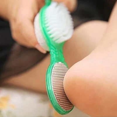 Picture of 4 In 1 Foot File With Pedicure And Manicure Brush Multi Use Pedicure Paddle Brush(Cleanse, Scrub, File And Buff Multicolor-Multicolor