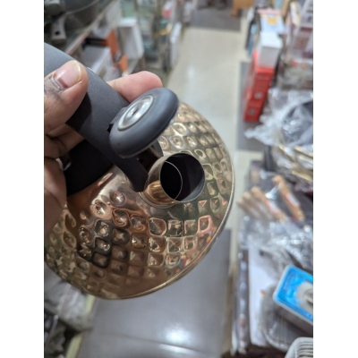 Picture of Whistling Tea Kettle, 3L Stainless Steel Stovetop Teapot with Cool Touch Ergonomic Handle and Unique Diamond Hammered Design, Premium Copper Finish Water Boiler for Gas, Electric, and Induction Stoves-Multicolor