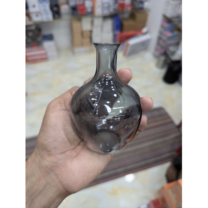 Picture of 6Large Smoke Grey Hand-Blown Glass Balloon Vase, Elegant Round Big Belly Decorative Bud Bottle with Slender Narrow Neck for Single Stems, Modern Aesthetic Centerpiece for Minimalist Living Room Home Decor Accent bla6-Multicolor