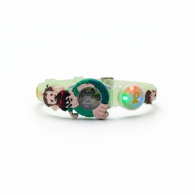 Picture of Ben 10 Kids Digital Watch featuring colorful LED flashing lights and a 3D cartoon character design for boys, with an adjustable silicone strap, durable build, and easy-to-read numeric display for gifts.-Multicolor