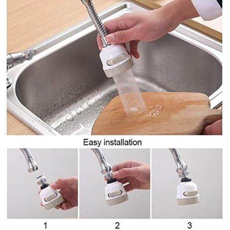 Picture of Moveable Kitchen Tap Head 360° Adjustable Spray Nozzle with Water Saving Filter, Internal Thread Connector Swivel Bubbler, White ABS Stainless Steel, Easy Installation for Bathroom and Sink Faucet Use.-white