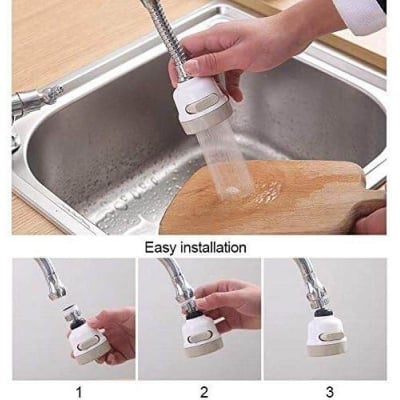 Picture of Moveable Kitchen Tap Head 360° Adjustable Spray Nozzle with Water Saving Filter, Internal Thread Connector Swivel Bubbler, White ABS Stainless Steel, Easy Installation for Bathroom and Sink Faucet Use.-white