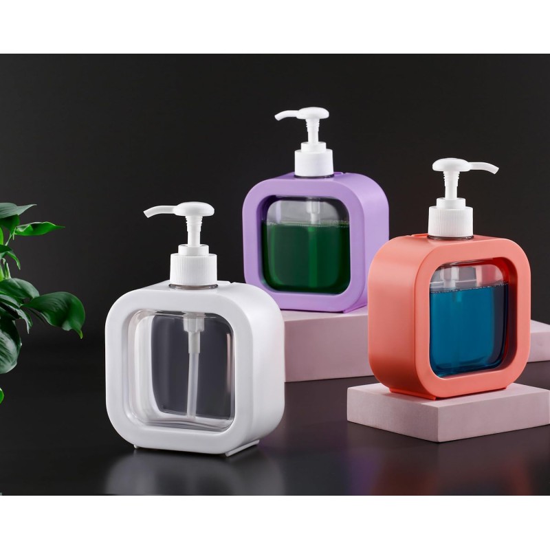 Picture of 300 ml Square Plastic Refillable Liquid Soap Dispense purple-Purple