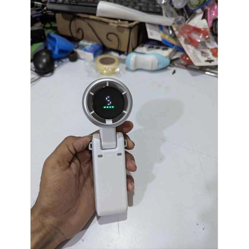 Picture of Portable Handheld Turbo Fan with LED Digital Display and 5-Speed Adjustable Wind Control for Quick Cooling During Outdoor Travel, Camping, Office Use, and Long-Lasting USB Rechargeable High-Capacity Battery Support.-Multicolor