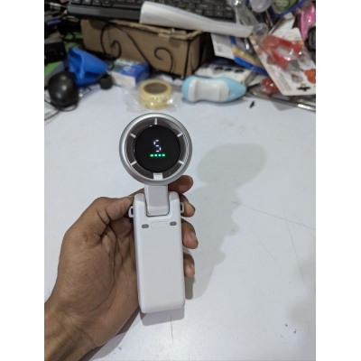 Picture of Portable Handheld Turbo Fan with LED Digital Display and 5-Speed Adjustable Wind Control for Quick Cooling During Outdoor Travel, Camping, Office Use, and Long-Lasting USB Rechargeable High-Capacity Battery Support.-Multicolor