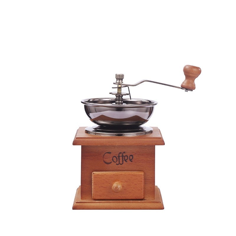 Picture of 1pcs Manual Coffee Grinder, Adjustable Coarseness Coffee Mill Grinder Coffee Bean Grinder Vintage Antique Wooden Hand Grinder Hand Held Coffee Mill for Kitchen Camping-Multicolor