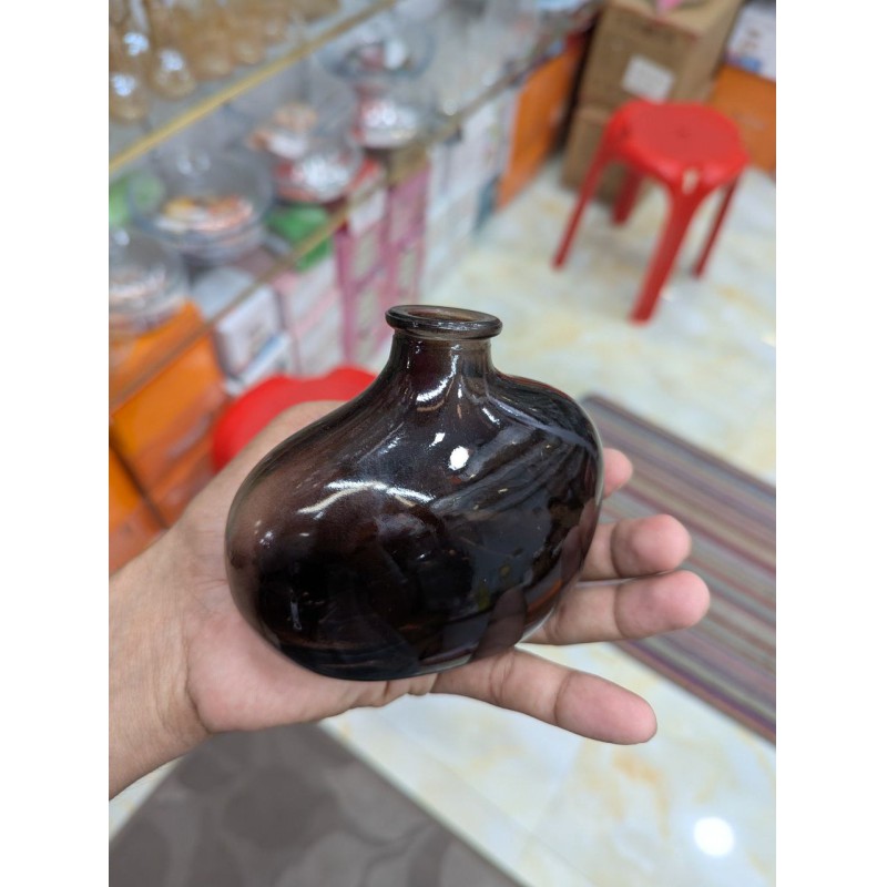 Picture of Authentic Hand-Blown Amber Glass Demijohn Bottle Vintage French Country Style Decorative Wine Vessel and Collectible Antique Glass Vase Perfect for Rustic Farmhouse Home Decor and Unique Interior Design Statement Piece for Enthusiasts.-Multicolor