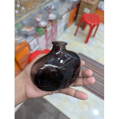 Picture of Authentic Hand-Blown Amber Glass Demijohn Bottle Vintage French Country Style Decorative Wine Vessel and Collectible Antique Glass Vase Perfect for Rustic Farmhouse Home Decor and Unique Interior Design Statement Piece for Enthusiasts.-Multicolor