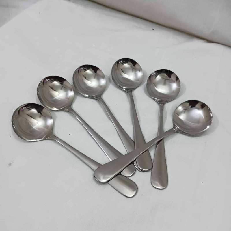 Picture of Nova Black Berry 6 Pcs High Quality Stainless Steel Soup Spoons-Silver