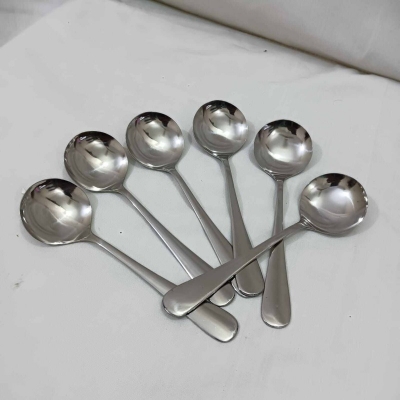 Picture of Nova Black Berry 6 Pcs High Quality Stainless Steel Soup Spoons-Silver
