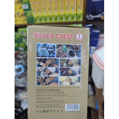 Picture of Silver Crest RAK-001 Electric Grinder | Powerful 1850W Stainless Steel Body Spice, Coffee Bean, Nut & Grain Grinder Machine | Germany Technology Home & Commercial Use Multipurpose Mill Blender (Original Quality) – Fast & Efficien-Silver
