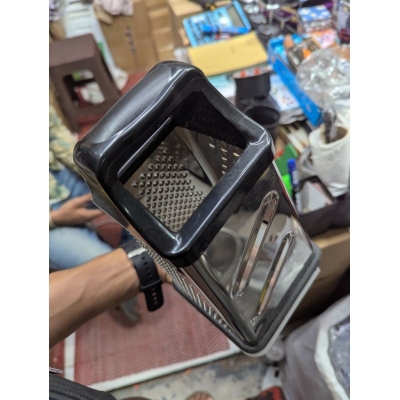 Picture of 4-Sided Stainless Steel Box Grater with Catcher and Lid | Kitchen Vegetable Slicer, Cheese Shredder, & Zester Tool with Non-Slip Rubber Base for Efficient Food Prep and Storage-Multicolor