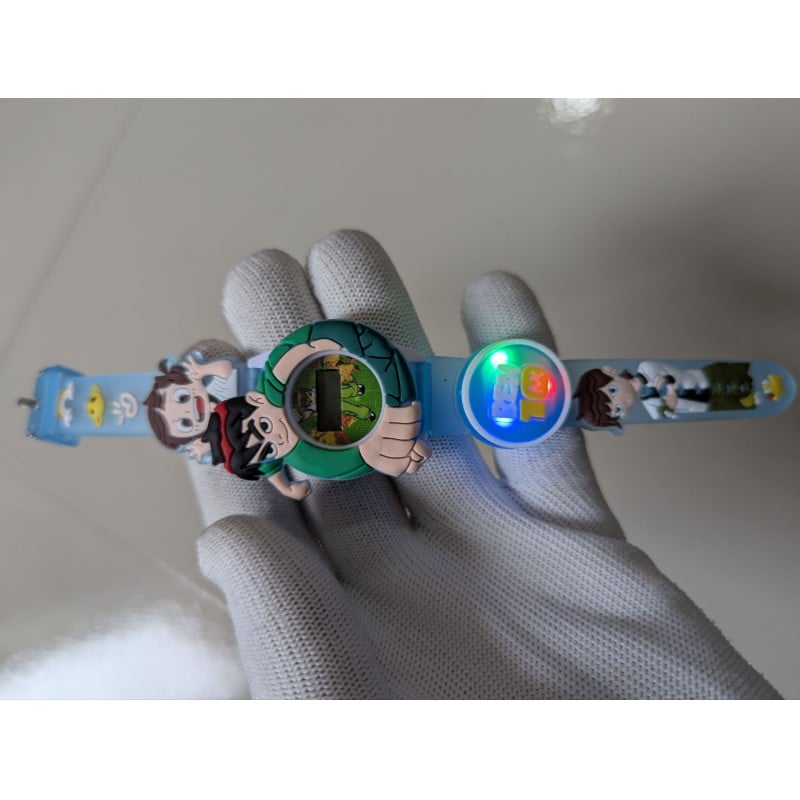 Picture of Kids Ben 10 Digital Wrist Watch with 3D Cartoon Character Strap Multicolor LED Flashing Lights and Music Rotating Spinner Dial Design Perfect Birthday Gift for Boys and Girls Ages 3-10.-Multicolor