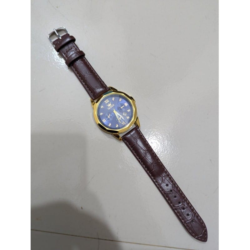 Picture of Luxury Men’s Quartz Watch with Genuine Brown Leather Strap Black Dial Analog Display Water Resistant Business Casual Wristwatch for Gents High Quality Fashion Timepiece Perfect Gift for Men Online Shopping Now.-Multicolor