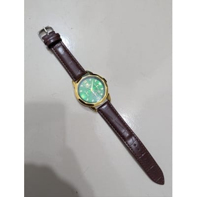 Picture of New Men’s Business Watch Gold Case Black Face Design Brown Leather Strap Quartz Analog Movement Water Resistant Construction Three Decorative Dials Calendar Display Premium Quality Men’s Fashion Accessory for Unique Style Daily.-Multicolor